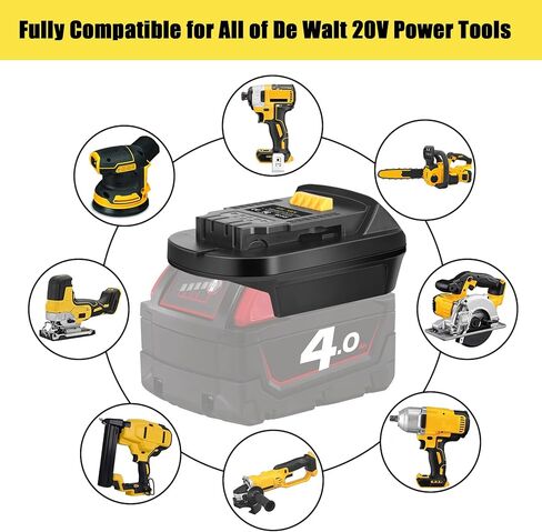 JYJZPB Adapter Convert for Milwaukee M18 18V Lithium Battery to De Walt 20v Lithium Tool Battery, MIL18DL Adapter Compatible for Milwaukee 18V Lithium-Ion Battery in Saudi Arabia