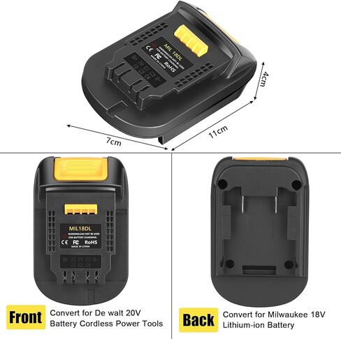 JYJZPB Adapter Convert for Milwaukee M18 18V Lithium Battery to De Walt 20v Lithium Tool Battery, MIL18DL Adapter Compatible for Milwaukee 18V Lithium-Ion Battery in Saudi Arabia