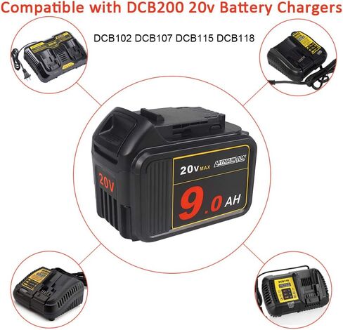 AMICROSS 20V Battery Replacement for Dewalt 20V Battery 9.0Ah - High Capacity, Compatible with Dewalt 20 Volt Tools & Chargers 2-Pack in Kuwait