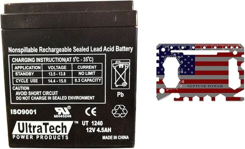 أداة متعددة البطاقات 46 في 1 من Neptune + بطارية إنذار حمض الرصاص UltraTech UT-1240 UT-1250 12 فولت، 4.5 أمبير في الساعة UT1240 ISO9001 (بطارية واحدة + أداة واحدة) in Saudi Arabia