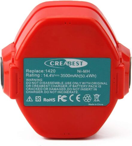 CREABEST 2 Packs 14.4V 3.5Ah Ni-MH Replacement Battery Compatible with 1434 1420 1422 1433 1435 1435F 192699-A 193158-3 192600-1 1051D 4033D Power Cordless Drill Tools in Kuwait