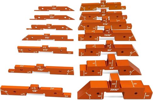 Zhenx Set Block Woodworking 14pcs Aluminum Set Block Measuring Kit for Precise Height Adjustment of Planers, Table Saws and Angle Measurements. Mounting Blocks are Available in Different Thicknesses in Kuwait
