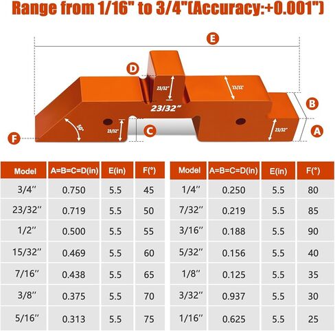 Zhenx Set Block Woodworking 14pcs Aluminum Set Block Measuring Kit for Precise Height Adjustment of Planers, Table Saws and Angle Measurements. Mounting Blocks are Available in Different Thicknesses in Kuwait