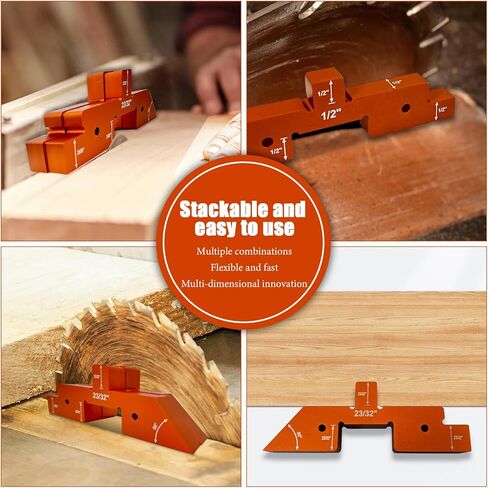 Zhenx Set Block Woodworking 14pcs Aluminum Set Block Measuring Kit for Precise Height Adjustment of Planers, Table Saws and Angle Measurements. Mounting Blocks are Available in Different Thicknesses in Kuwait
