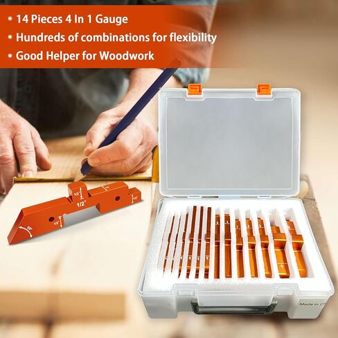 Zhenx Set Block Woodworking 14pcs Aluminum Set Block Measuring Kit for Precise Height Adjustment of Planers, Table Saws and Angle Measurements. Mounting Blocks are Available in Different Thicknesses in Kuwait