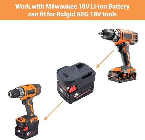 محول محول لميلووكي M18 48-11-1860 18 فولت بطارية ليثيوم أيون إلى Ridgid AEG 18 فولت فرط ليثيوم أيون أداة الطاقة البطارية in Kuwait