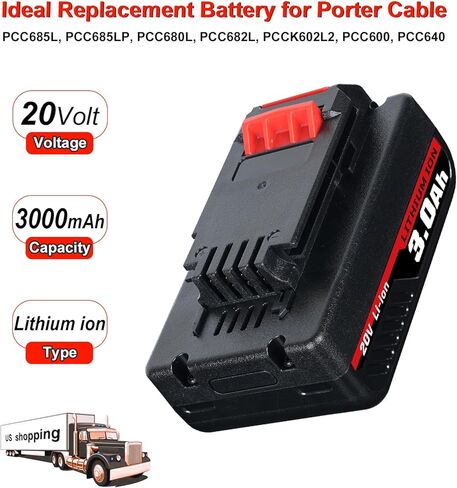 ceenr 2pack 3.0ah PCC680L استبدال البطارية لكابل بورتر 20 فولت ماكس بطارية ليثيوم أيون PCC685L PCC680L PCC682L PCC685LP لكابل بورتر 20 فولت بطارية ليثيوم in Kuwait