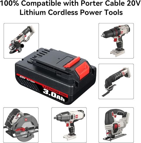 ceenr 2pack 3.0ah PCC680L استبدال البطارية لكابل بورتر 20 فولت ماكس بطارية ليثيوم أيون PCC685L PCC680L PCC682L PCC685LP لكابل بورتر 20 فولت بطارية ليثيوم in Kuwait