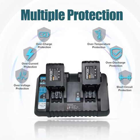 بطارية BL1830 18 فولت 3.0 أمبير وبطارية ليثيوم بديلة 6.0 أمبير مع شاحن مزدوج المنفذ DC18RD متوافق مع بطارية ماكيتا 18 فولت BL1860 BL1850 BL1840 BL1830 بطارية أدوات كهربائية 14.4 فولت-18 فولت in Kuwait