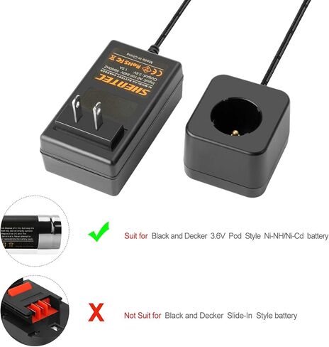 Shentec 2 حزمة بطارية بديلة 3.5 أمبير 3.6 فولت متوافقة مع Black & Decker Versapak Vp100 Vp105 Vp110 Vp142 Vp143 Sears-Craftsman Pivot180 PLR36NC S100 S110 Ni-MH (يشمل شاحن البطارية) in Saudi Arabia