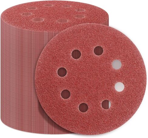 100 قطعة قرص صنفرة 5 بوصات 40 حبيبة، DRLIFE 8 فتحات خطاف وحلقة صنفرة من ورق الصنفرة المداري الدائري لصنفرة مدارية عشوائية in Kuwait