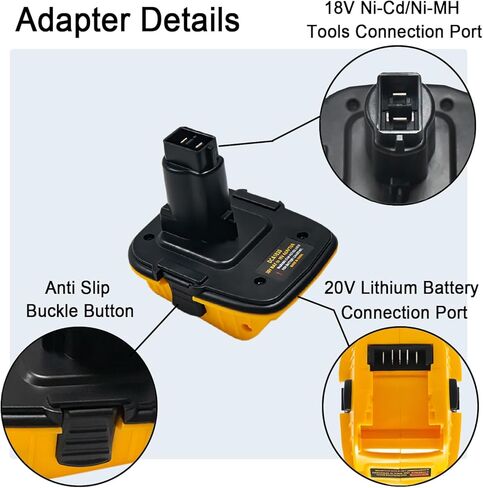 محول Tueddur 18 فولت إلى 20 فولت DCA1820 لأدوات ديوالت 18 فولت، يتيح بطارية ليثيوم مدمجة ديوالت 20 فولت ماكس DCB201 DCB203 لاستبدال 18 فولت Ni-Cd وNi-MH DC9096 DE9096 DW9099 in Kuwait