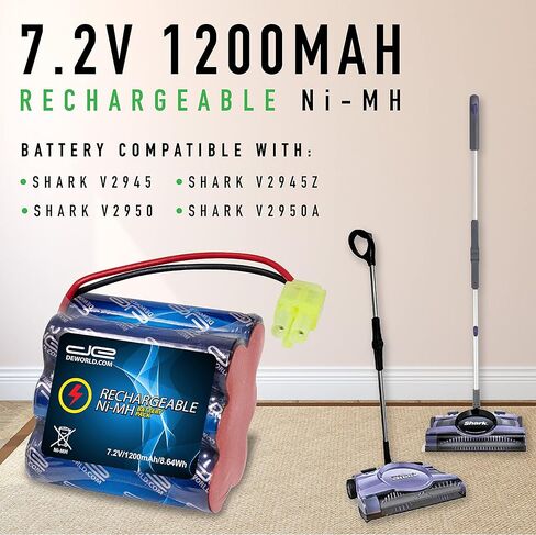 استبدال بطارية الطاقة الرقمية المتوافقة مع Shark XB2950، V2945، V2945Z، V2950، V2950A - Ni-MH 7.2V 1200mAh in Kuwait