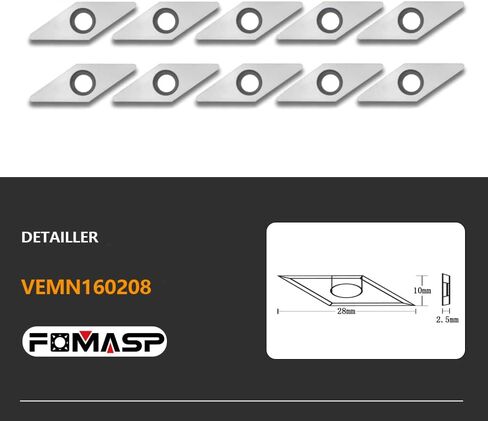 FomaSP الماس نصف قطر نهاية كربيد قطعة إدراجات لأداة الخشب للمخرطة، حزمة من 10 قطع in Kuwait
