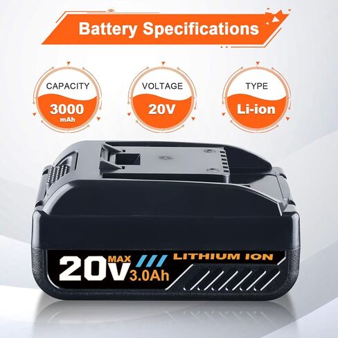GROWFEAT 2Pack 3.0Ah 20V WA3520 WA3525 بطارية ليثيوم بديلة متوافقة مع بطارية Worx 20V WA3578 WA3525 WA3520 WA3575 WG151s أدوات كهربائية لاسلكية in Kuwait