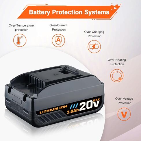 GROWFEAT 2Pack 3.0Ah 20V WA3520 WA3525 بطارية ليثيوم بديلة متوافقة مع بطارية Worx 20V WA3578 WA3525 WA3520 WA3575 WG151s أدوات كهربائية لاسلكية in Kuwait