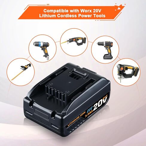 GROWFEAT 2Pack 3.0Ah 20V WA3520 WA3525 بطارية ليثيوم بديلة متوافقة مع بطارية Worx 20V WA3578 WA3525 WA3520 WA3575 WG151s أدوات كهربائية لاسلكية in Kuwait