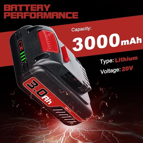 N/A 2Pack DCB201 3.0Ah Replacement for Dewalt 20V Battery DCB206 DCB207 DCB204 DCB201 Compatible with Dewalt 20V MAX Battery DCD/DCF/DCG/DCS Series Power Tools in Saudi Arabia