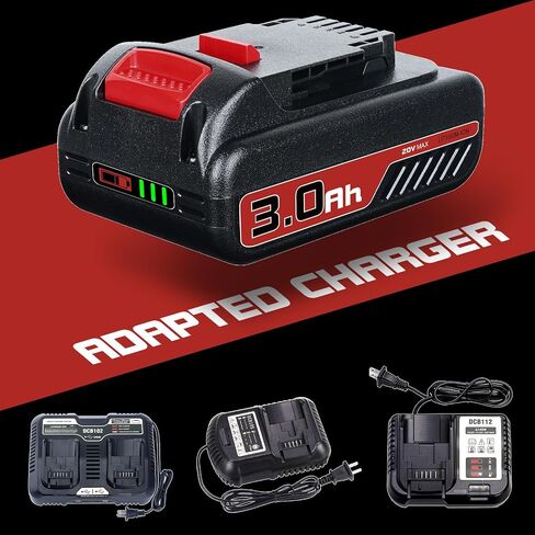 N/A 2Pack DCB201 3.0Ah Replacement for Dewalt 20V Battery DCB206 DCB207 DCB204 DCB201 Compatible with Dewalt 20V MAX Battery DCD/DCF/DCG/DCS Series Power Tools in Saudi Arabia
