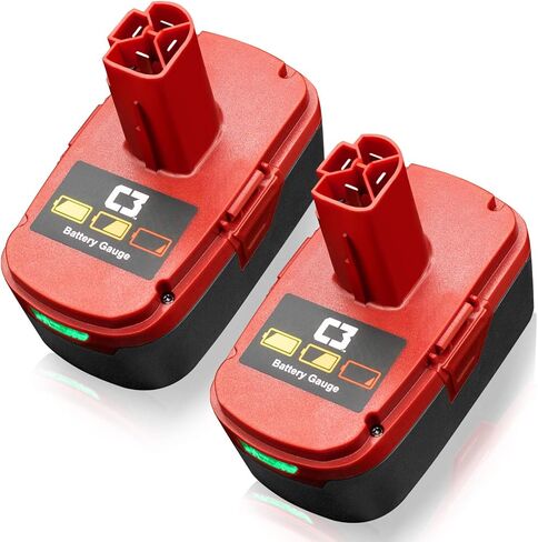 Shinga Power [ترقية 6000 مللي أمبير] بطارية ليثيوم بديلة 19.2 فولت للحرفي DieHard C3 315.115410 315.11485 130279005 1323903 120235021 11375 11376 مثقاب لاسلكي 2 حزم in Kuwait