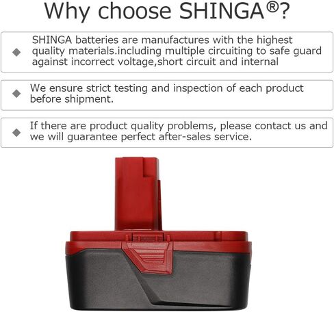 Shinga Power [ترقية 6000 مللي أمبير] بطارية ليثيوم بديلة 19.2 فولت للحرفي DieHard C3 315.115410 315.11485 130279005 1323903 120235021 11375 11376 مثقاب لاسلكي 2 حزم in Kuwait