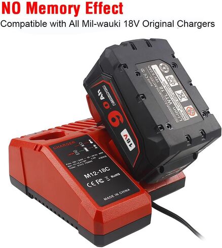 AMICROSS 18V Battery 9.0Ah, Compatible with All Milwauki 18V Cordless Power Tools and 18V Original Chargers in Kuwait