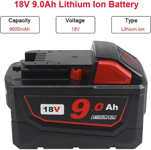 AMICROSS 18V Battery 9.0Ah, Compatible with All Milwauki 18V Cordless Power Tools and 18V Original Chargers in Kuwait