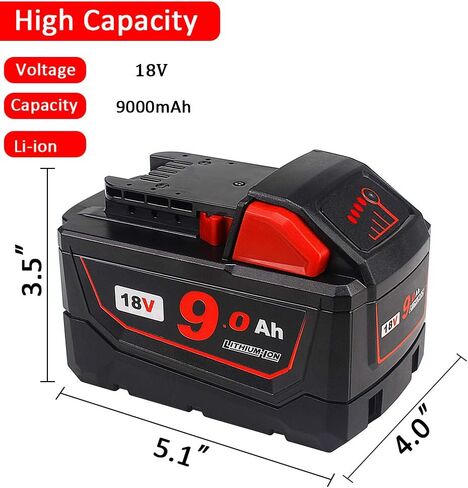 AMICROSS 18V Battery 9.0Ah, Compatible with All Milwauki 18V Cordless Power Tools and 18V Original Chargers in Kuwait