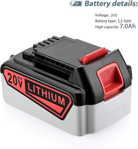 بطارية بديلة Dutyone 7000 مللي أمبير في الساعة 20 فولت لأداة الطاقة اللاسلكية Black and Decker 20V MAX LBXR20 LB20 LBX20 LBXR2020-OPE LBXR20B-2 LB2X4020 بطارية ليثيوم أيون in Kuwait