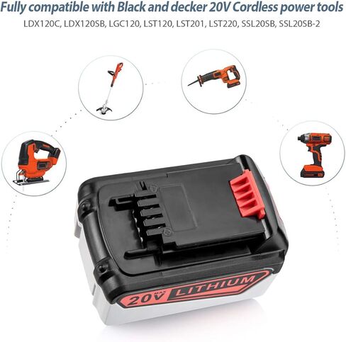 بطارية بديلة Dutyone 7000 مللي أمبير في الساعة 20 فولت لأداة الطاقة اللاسلكية Black and Decker 20V MAX LBXR20 LB20 LBX20 LBXR2020-OPE LBXR20B-2 LB2X4020 بطارية ليثيوم أيون in Kuwait