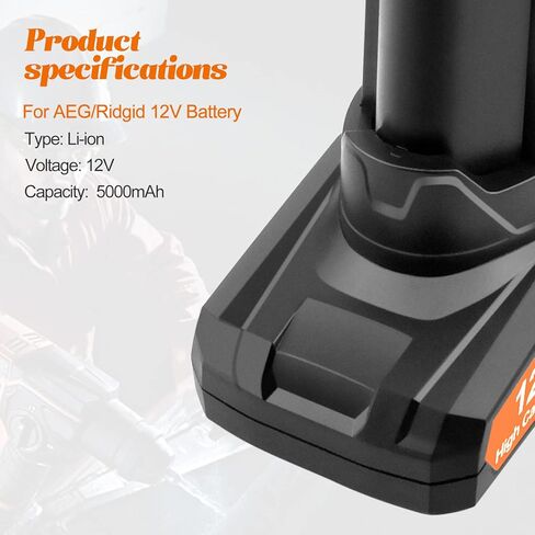5.0Ah 12V Battery Replacement for Ridgid 12V Battery L1215 R86048 AC82008 AC82048 AC82049 AC82059 Replacement for AEG 12V Battery L1215 L1215R in Kuwait