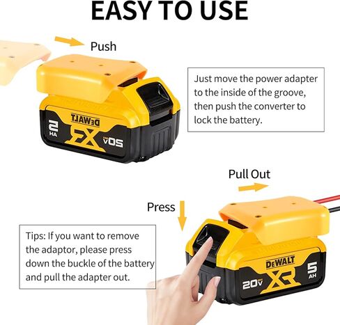 قم بتنشيط أدواتك باستخدام محول عجلة الطاقة Huazu لبطارية Dewalt 18V/20V - عبوتان من محول البطارية مع أسلاك 12AWG للروبوتات وسيارات RC والشاحنات in Kuwait