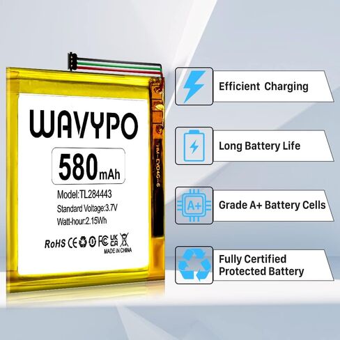 WAVYPO TL284443 Battery, 580mAh Replacement Battery for Nest TL284443, T3007ES, T3008US, A0013, Fits Nest Learning Thermostat 2nd 3rd Generation with Tools in Kuwait