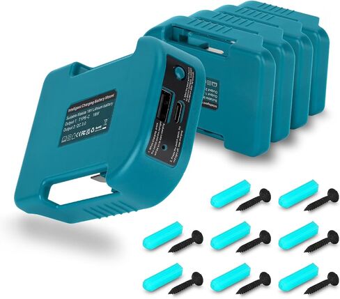 5 حزم محول شاحن USB لبطارية ماكيتا 18 فولت LXT، حاملات البطاريات مع منافذ شحن سريع USB-A وUSB-C 2.1A in Kuwait