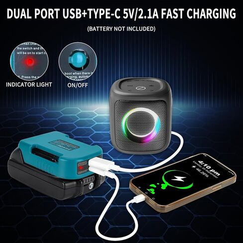 5 حزم محول شاحن USB لبطارية ماكيتا 18 فولت LXT، حاملات البطاريات مع منافذ شحن سريع USB-A وUSB-C 2.1A in Kuwait