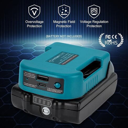 5 حزم محول شاحن USB لبطارية ماكيتا 18 فولت LXT، حاملات البطاريات مع منافذ شحن سريع USB-A وUSB-C 2.1A in Kuwait