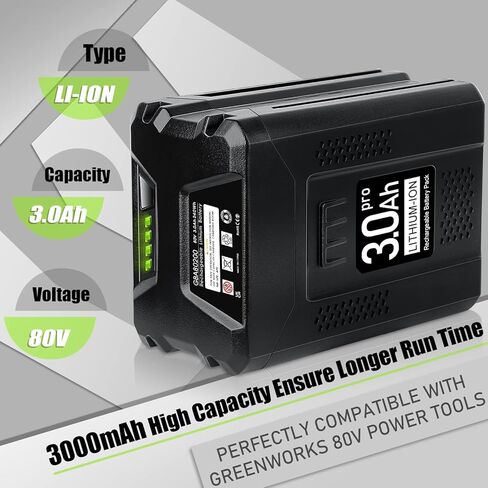 JIALIPOK 80V 3.0Ah Replacement Battery for Greenworks 80V Max Lithium-Ion Battery GBA80200 GBA80300 GBA80400 GBA80500 (Not for Kobalt) in Kuwait