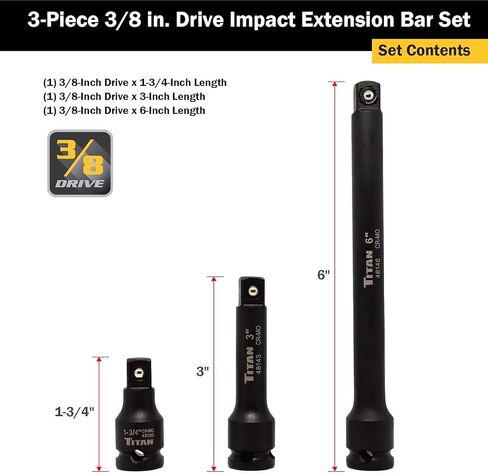 Titan 48140 3-Piece 3/8-Inch Drive Impact Extension Bar Set in Saudi Arabia