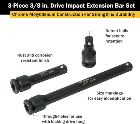 Titan 48140 3-Piece 3/8-Inch Drive Impact Extension Bar Set in Saudi Arabia