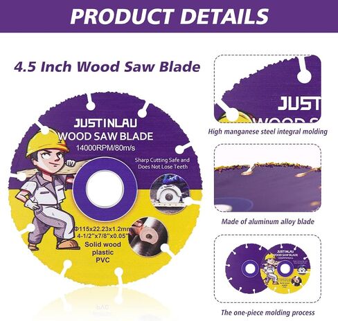 2Pcs Wood Cut Circular Saw Blade, Cutting Disc for Table Saws, Multifunctional Angle Grinder Blades Cutting Saw Blade for Woodworking, Rubber, Tire Cutting (4.5inch/115mm) in Saudi Arabia