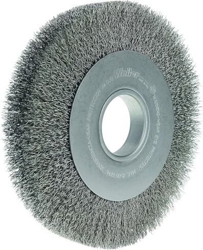 Weiler 06110 8" Medium Face Crimped Wire Wheel, .0118" Steel Fill, 2" Arbor Hole, Made in the USA in Kuwait