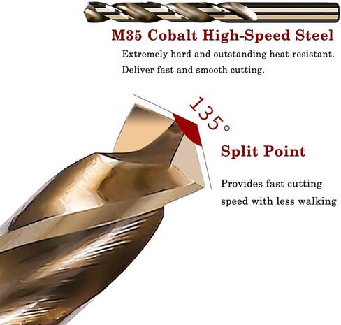 2 قطعة 5 مم متري M35 فولاذ كوبالت مقاوم للحرارة لقمة مثقاب مستقيمة لقطع المعادن الصلبة، 5% كوبالت M35 درجة HSS-CO in Kuwait