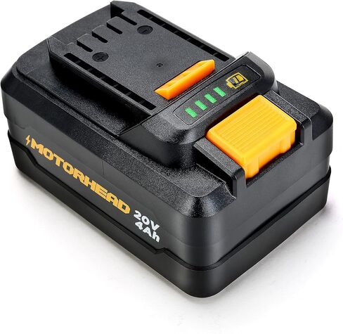 بطارية MOTORHEAD 20 فولت فائقة الليثيوم أيون عالية السعة 4 أمبير، متوافقة مع جميع أدوات المنصة الفائقة 20 فولت، مقرها الولايات المتحدة الأمريكية in Kuwait