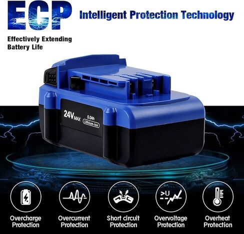 بطارية ليثيوم أيون DSANKE 24V 5.0Ah لـ Kobalt 24V Max KB624-03 KB524-03 KB424-03 KB224-03 KB124-03 0673802 1051230 بطارية أدوات لاسلكية ليثيوم أيون [لا تناسب أدوات Snow Joe & Sun Joe 24 فولت] in Kuwait