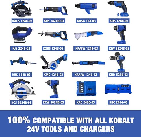 بطارية ليثيوم أيون DSANKE 24V 5.0Ah لـ Kobalt 24V Max KB624-03 KB524-03 KB424-03 KB224-03 KB124-03 0673802 1051230 بطارية أدوات لاسلكية ليثيوم أيون [لا تناسب أدوات Snow Joe & Sun Joe 24 فولت] in Kuwait