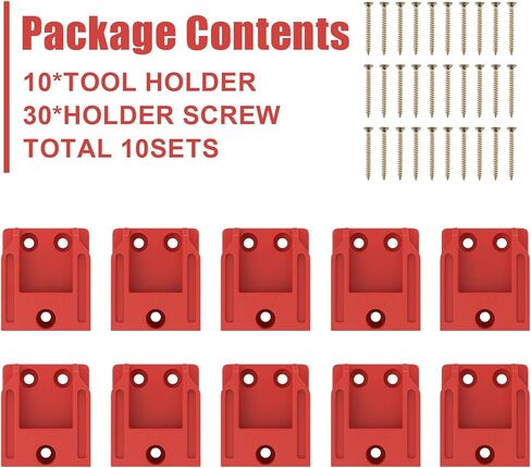 Bonadget 10Pack Tool Holder Compatible with Mil-Wkee 18V Tool Holder for 18V Mount Drill Tool Holder Red with Screws in Kuwait