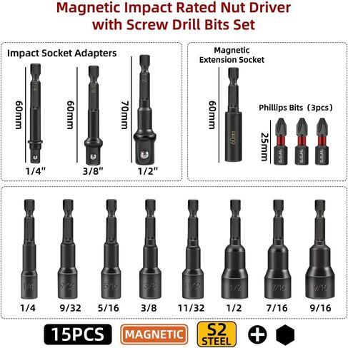 Impact Driver Socket Set and 4 Inch Long Phillips Screw in Kuwait