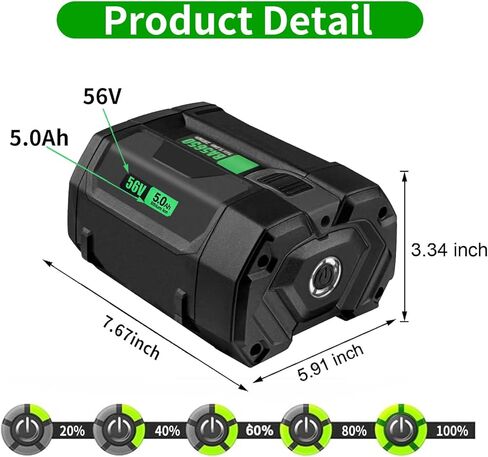 بطارية Fepprry 56V 5.0 Ah BA2800T لبطاريات ليثيوم أيون EGO BA4200T BA4200 BA1400 BA1400T BA5600T مع مقياس وقود مطور (الجيل الثالث) in Kuwait
