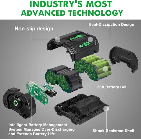 بطارية Ftenlyen 56 فولت 5.0 أمبير في الساعة لبطارية EGO 56 فولت BA2800 BA2800T BA4200 BA4200T BA1400 BA1400T BA5600T CS1604 CS1804 CS1403 HT2400 LB6504 LB5804 LB6500 LB4800، مناسبة لجميع EGO 5 أدوات كهربائية 6 فولت in Kuwait