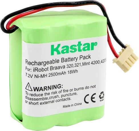 بطارية Kastar BRAAVA320 (عبوة واحدة)، Ni-MH 7.2V 2500 مللي أمبير، بديلة لـ iRobot Braava 320، iRobot Braava 321، Mint 4200، Mint 4205، روبوت منظف الأرضيات 4408927 in Saudi Arabia